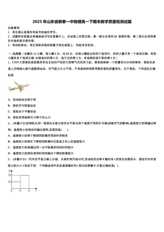 2025年山东省新泰一中物理高一下期末教学质量检测试题含解析