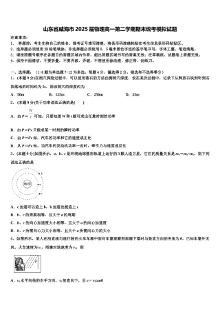 山东省威海市2025届物理高一第二学期期末统考模拟试题含解析