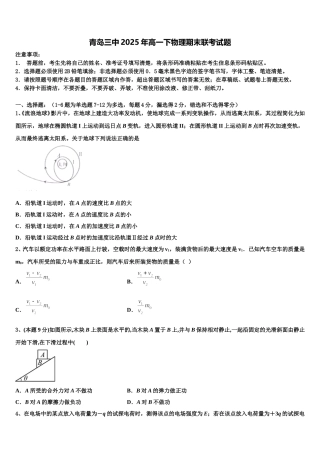 青岛三中2025年高一下物理期末联考试题含解析