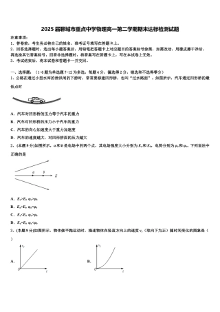 2025届聊城市重点中学物理高一第二学期期末达标检测试题含解析