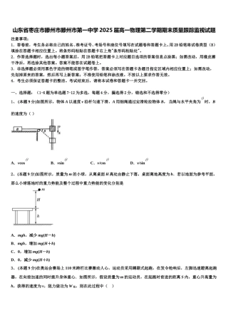 山东省枣庄市滕州市滕州市第一中学2025届高一物理第二学期期末质量跟踪监视试题含解析