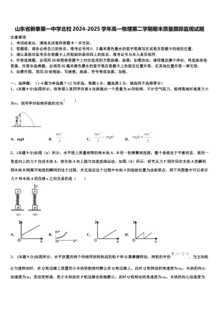山东省新泰第一中学北校2024-2025学年高一物理第二学期期末质量跟踪监视试题含解析