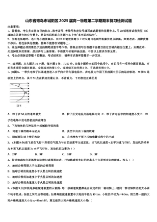 山东省青岛市城阳区2025届高一物理第二学期期末复习检测试题含解析