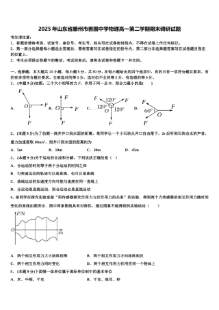 2025年山东省滕州市善国中学物理高一第二学期期末调研试题含解析