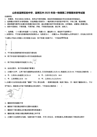 山东省淄博实验中学、淄博五中2025年高一物理第二学期期末联考试题含解析