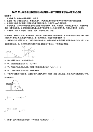2025年山东省名校联盟新教材物理高一第二学期期末学业水平测试试题含解析