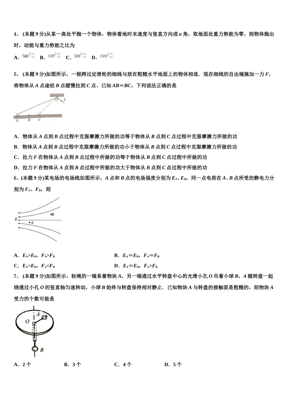 2024-2025学年湖南省两校联考物理高一第二学期期末学业质量监测模拟试题含解析_第2页