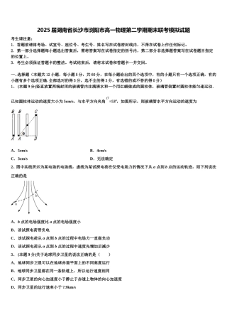 2025届湖南省长沙市浏阳市高一物理第二学期期末联考模拟试题含解析