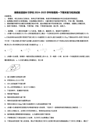 湖南省道县补习学校2024-2025学年物理高一下期末复习检测试题含解析