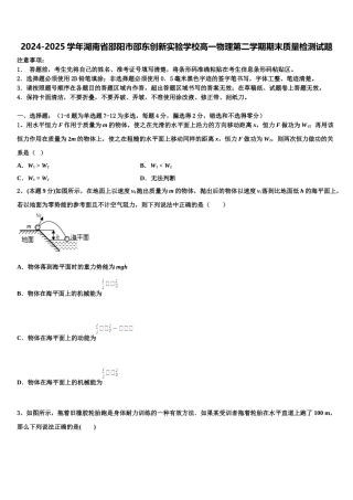 2024-2025学年湖南省邵阳市邵东创新实验学校高一物理第二学期期末质量检测试题含解析