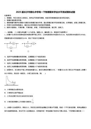 2025届长沙市雅礼中学高一下物理期末学业水平测试模拟试题含解析
