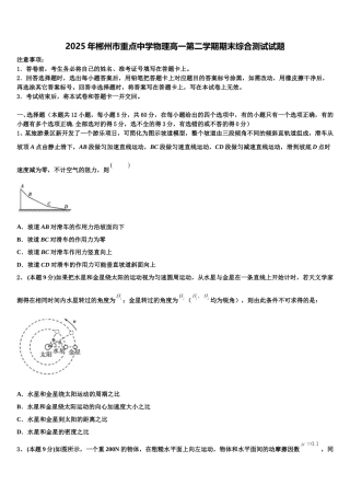 2025年郴州市重点中学物理高一第二学期期末综合测试试题含解析