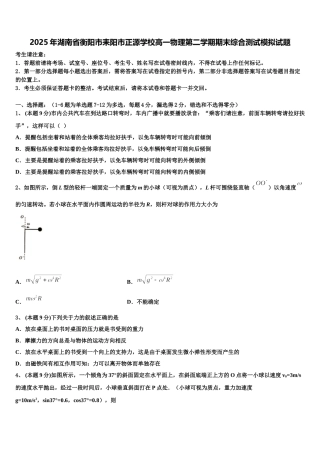 2025年湖南省衡阳市耒阳市正源学校高一物理第二学期期末综合测试模拟试题含解析