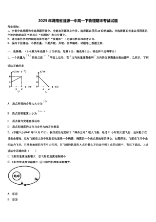 2025年湖南省涟源一中高一下物理期末考试试题含解析