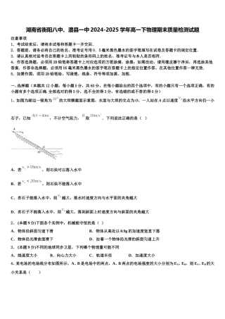 湖南省衡阳八中、澧县一中2024-2025学年高一下物理期末质量检测试题含解析