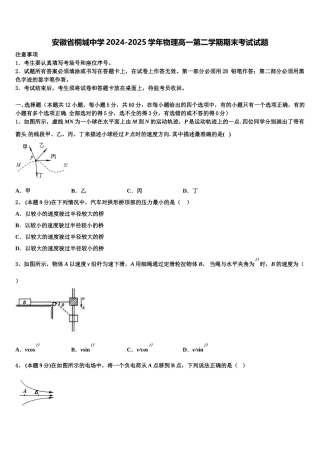 安徽省桐城中学2024-2025学年物理高一第二学期期末考试试题含解析