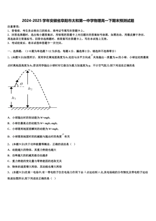 2024-2025学年安徽省阜阳市太和第一中学物理高一下期末预测试题含解析