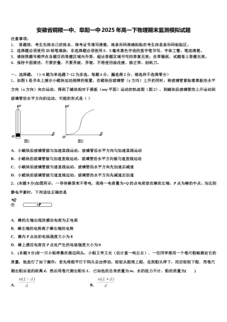 安徽省铜陵一中、阜阳一中2025年高一下物理期末监测模拟试题含解析