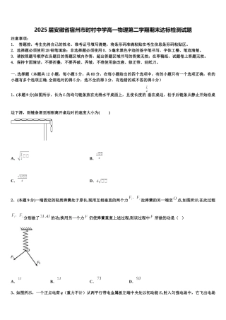 2025届安徽省宿州市时村中学高一物理第二学期期末达标检测试题含解析
