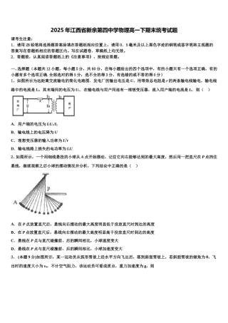 2025年江西省新余第四中学物理高一下期末统考试题含解析