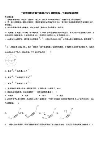 江西省赣州市第三中学2025届物理高一下期末预测试题含解析