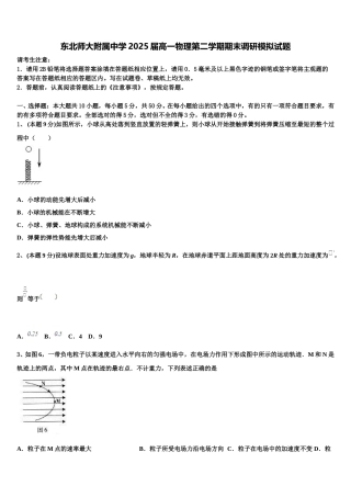 东北师大附属中学2025届高一物理第二学期期末调研模拟试题含解析