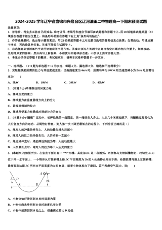 2024-2025学年辽宁省盘锦市兴隆台区辽河油田二中物理高一下期末预测试题含解析