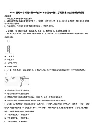 2025届辽宁省新民市第一高级中学物理高一第二学期期末综合测试模拟试题含解析