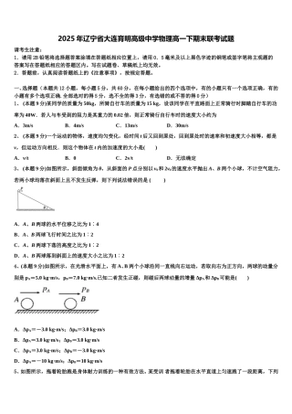 2025年辽宁省大连育明高级中学物理高一下期末联考试题含解析