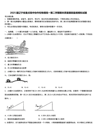 2025届辽宁省重点高中协作校物理高一第二学期期末质量跟踪监视模拟试题含解析