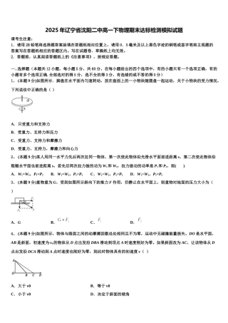 2025年辽宁省沈阳二中高一下物理期末达标检测模拟试题含解析