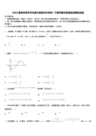 2025届贵州省毕节市威宁县黑石中学高一下数学期末质量检测模拟试题含解析