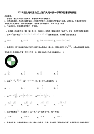 2025届上海市宝山区上海交大附中高一下数学期末联考试题含解析