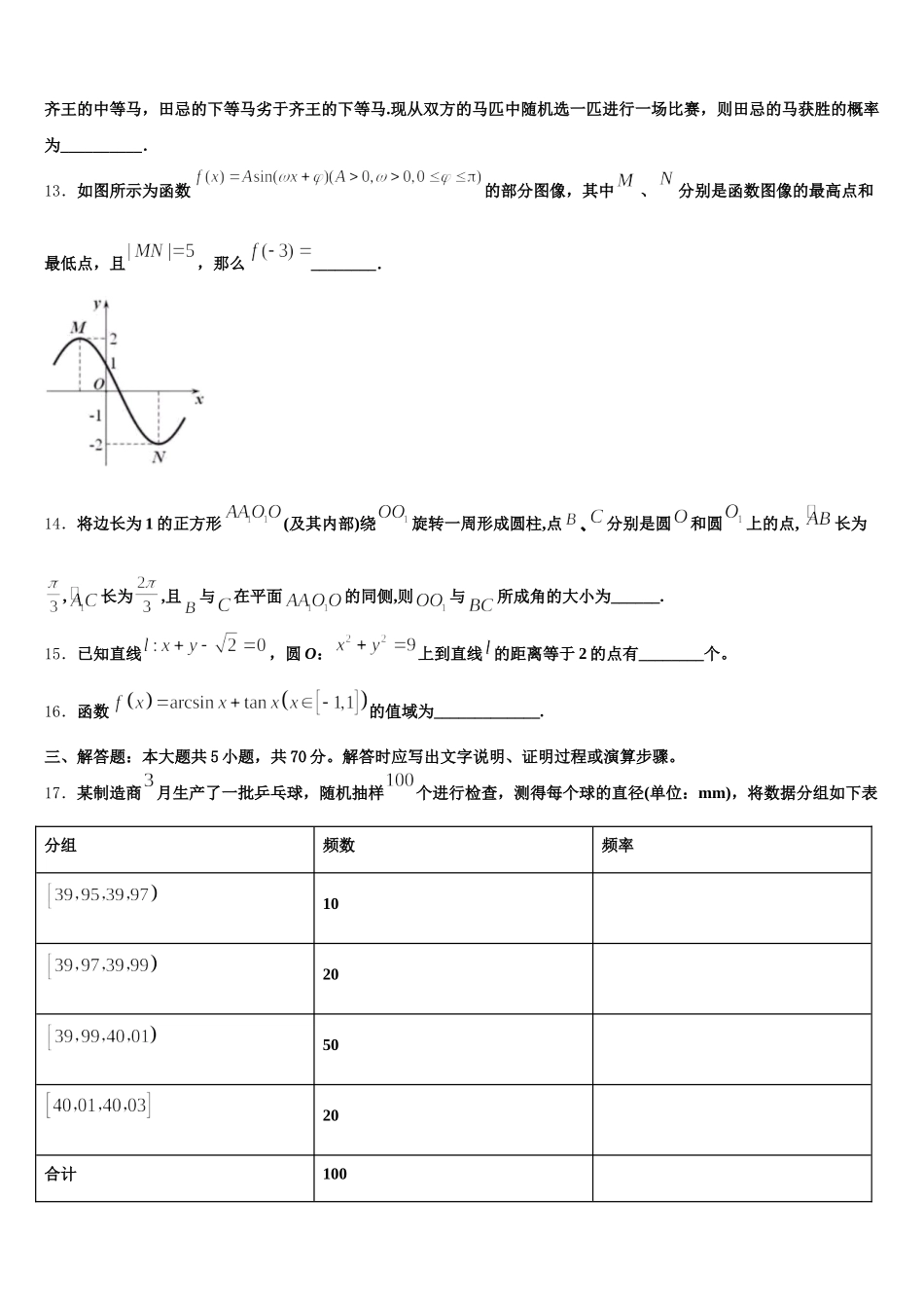 上海市徐汇区位育中学2024-2025学年高一数学第二学期期末学业质量监测模拟试题含解析_第3页
