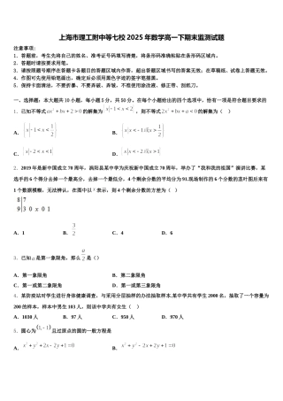 上海市理工附中等七校2025年数学高一下期末监测试题含解析