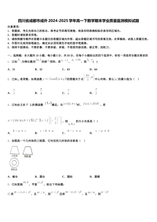 四川省成都市成外2024-2025学年高一下数学期末学业质量监测模拟试题含解析