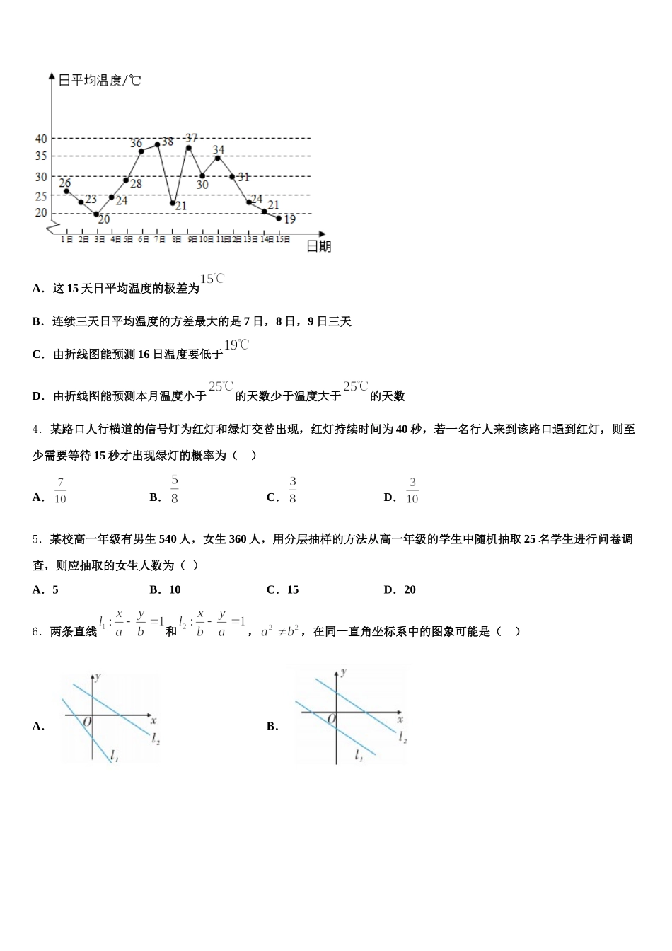 2025年四川省广元外国语学校高一数学第二学期期末学业水平测试模拟试题含解析_第2页