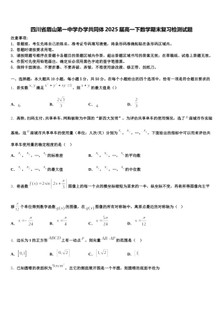 四川省眉山第一中学办学共同体2025届高一下数学期末复习检测试题含解析