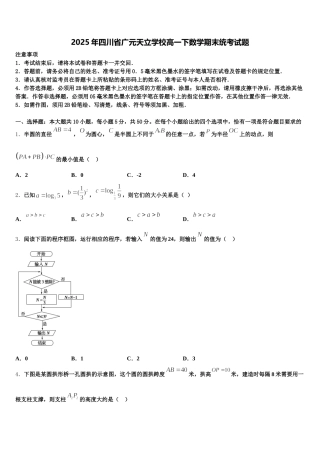 2025年四川省广元天立学校高一下数学期末统考试题含解析
