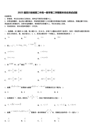 2025届四川省峨眉二中高一数学第二学期期末综合测试试题含解析