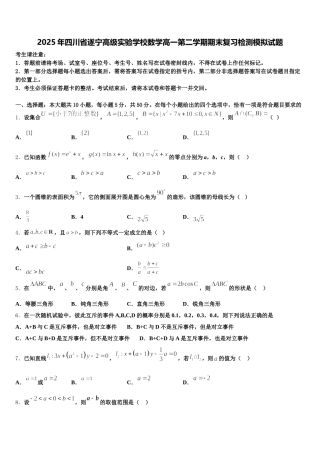 2025年四川省遂宁高级实验学校数学高一第二学期期末复习检测模拟试题含解析