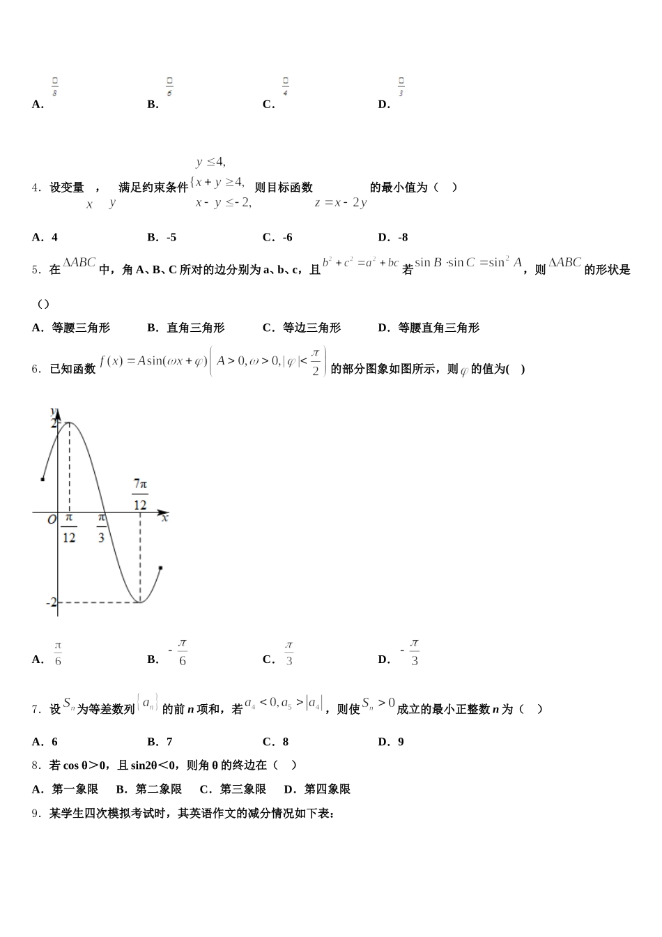 2025年四川省广安市邻水实验学校高一下数学期末质量检测模拟试题含解析_第2页