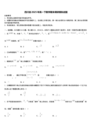四川省2025年高一下数学期末调研模拟试题含解析