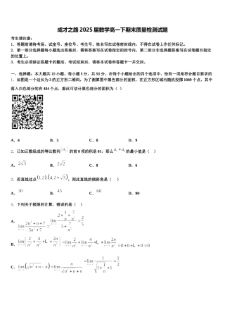 成才之路2025届数学高一下期末质量检测试题含解析