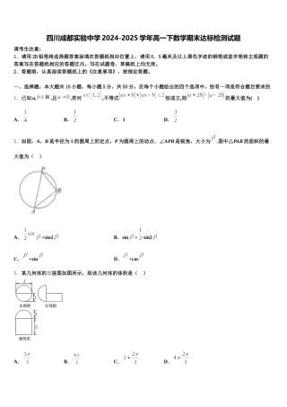 四川成都实验中学2024-2025学年高一下数学期末达标检测试题含解析