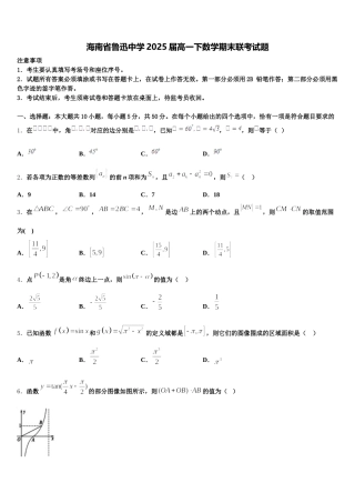 海南省鲁迅中学2025届高一下数学期末联考试题含解析