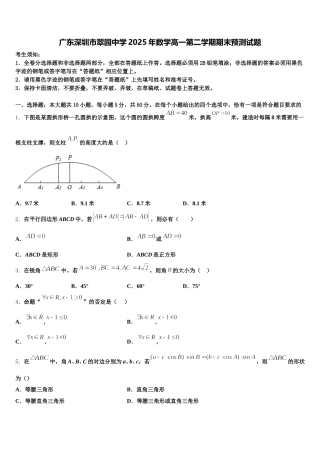 广东深圳市翠园中学2025年数学高一第二学期期末预测试题含解析