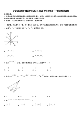 广东省深圳外国语学校2024-2025学年数学高一下期末检测试题含解析