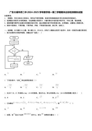 广东大埔华侨二中2024-2025学年数学高一第二学期期末达标检测模拟试题含解析