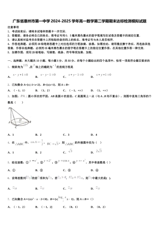 广东省惠州市第一中学2024-2025学年高一数学第二学期期末达标检测模拟试题含解析